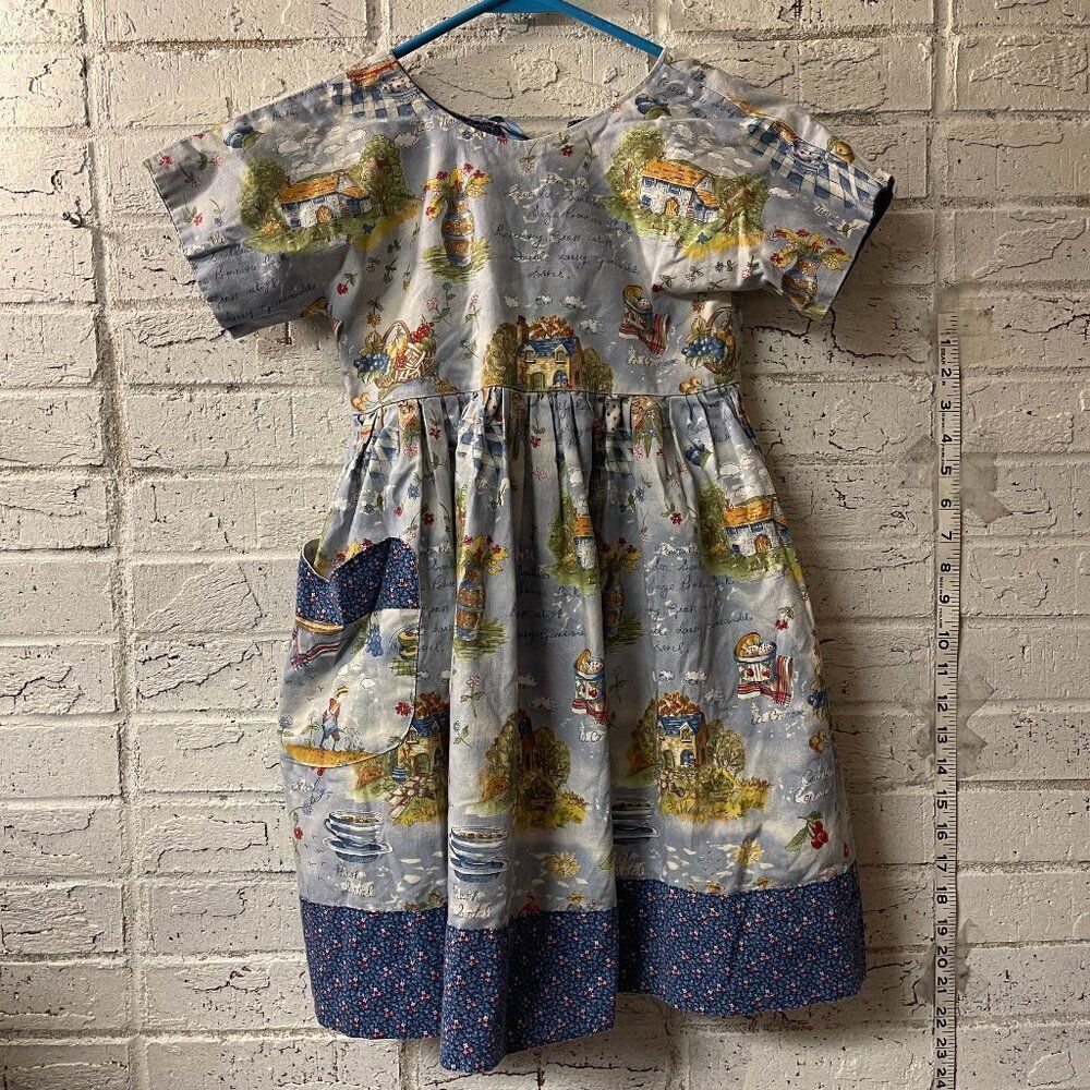 Homemade Vintage Girls Dress Monet Floral Country Farm Boho